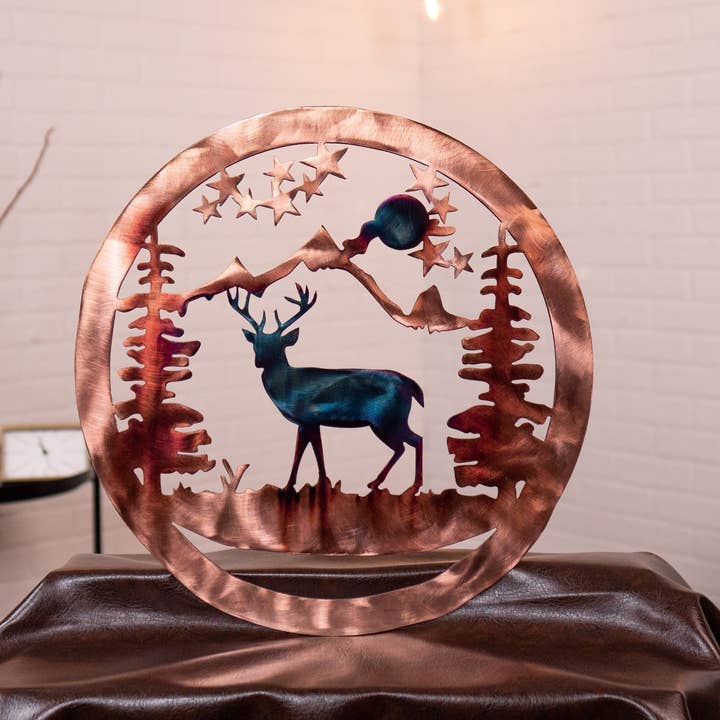 Décoration murale en métal Cerf et Montagne pour la vente par TSfab