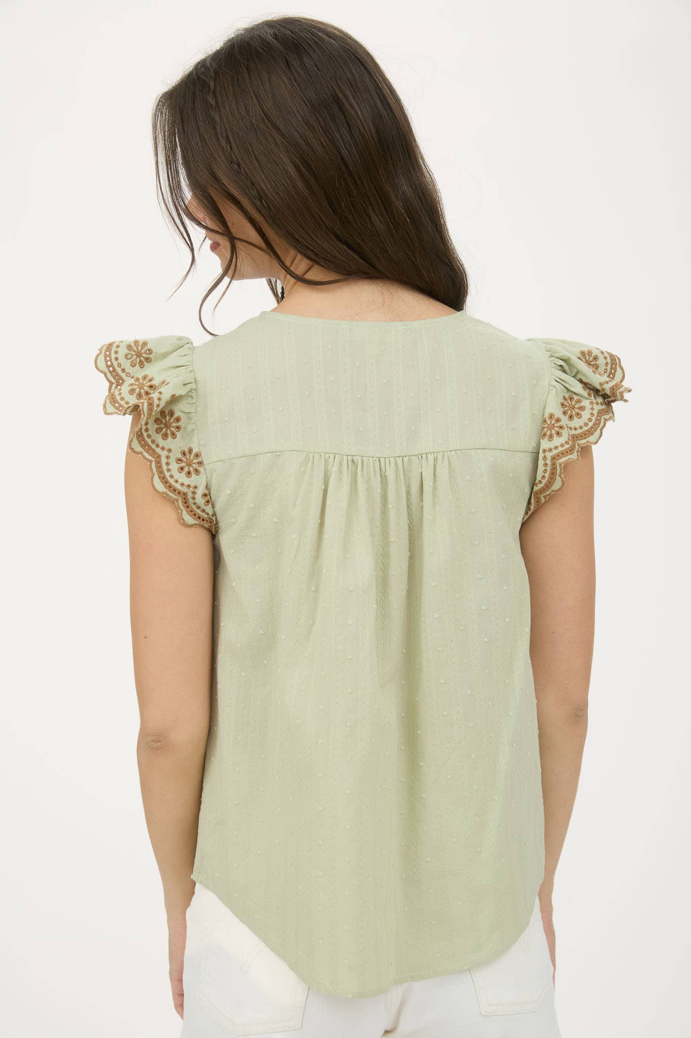 Blu Pepper – wholesale Blouse – Women’s – STRIPE CLIP DOT CONTRAST FLORAL SLEEVE BLOUSE7