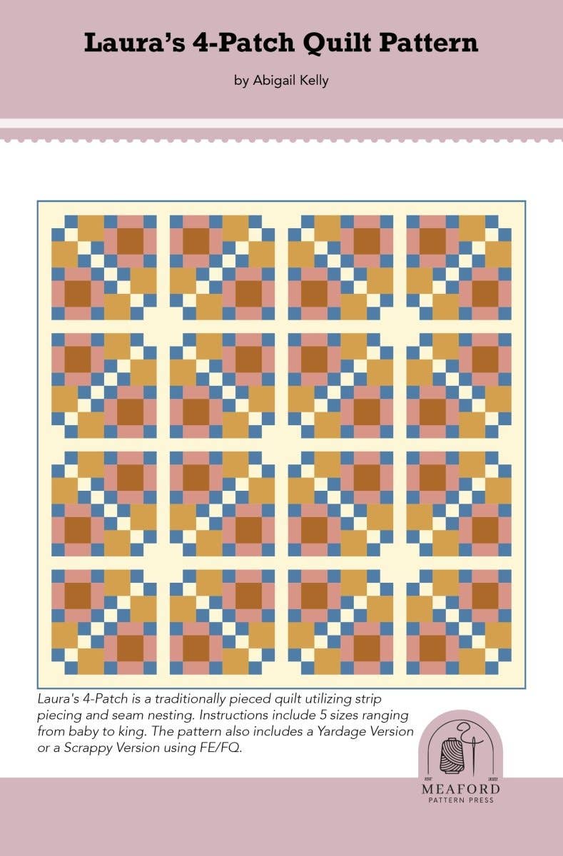 Meaford Pattern Press - Wholesale Craft Sewing Kit - Laura's 4-Patch Quilt Pattern - printed1