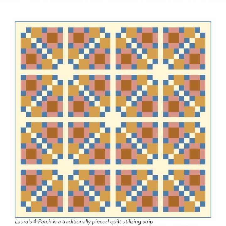 Meaford Pattern Press - Wholesale Craft Sewing Kit - Laura's 4-Patch Quilt Pattern - printed1