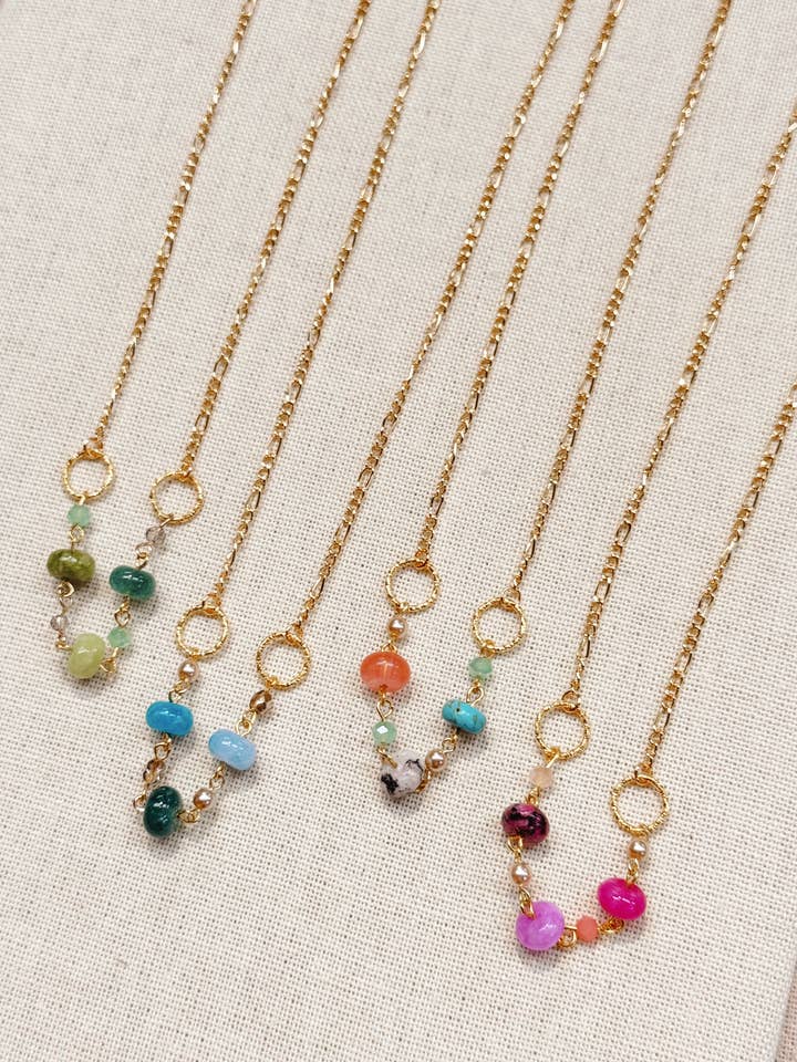 Regenboog Kleurrijke Gemengde Edelsteen Ketting voor wholesale door Gracie Rose Designs