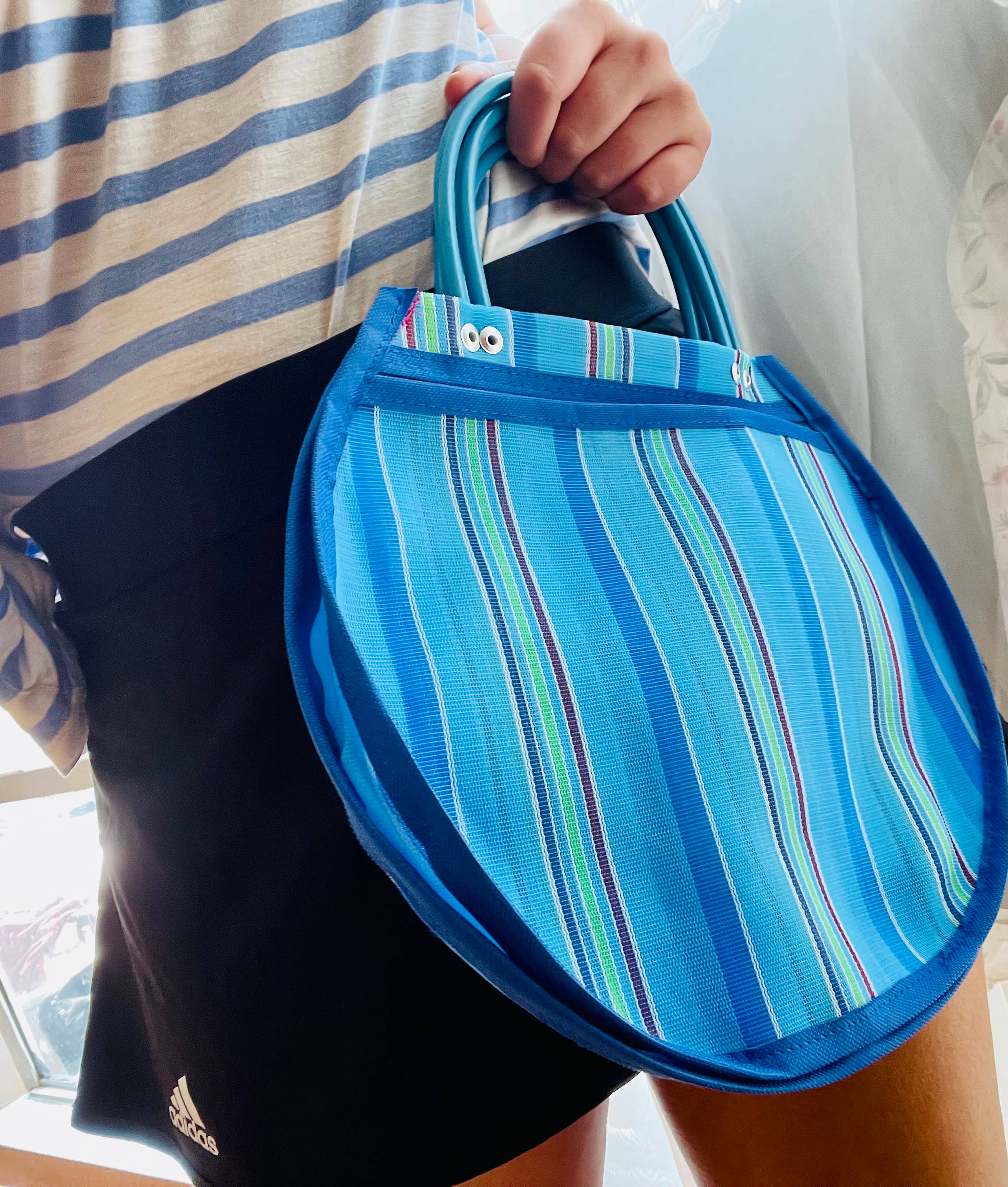 Pura Vida - Wholesale Tote Bag - Women's - Small Circular Mexican Plastic Tote 11x 11 in Market Bag2