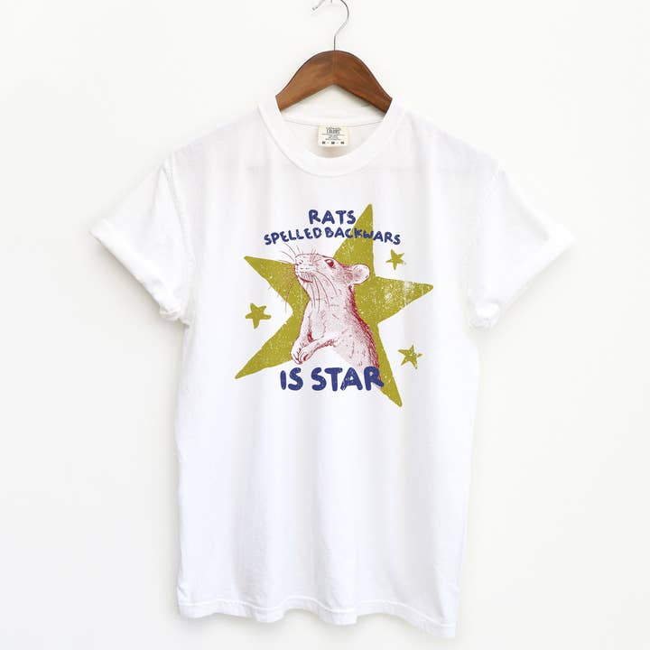 Blue Giraffe Inc - Wholesale Screen Printed T-Shirt - Women's - Rats Spelled Backwards is Star T-Shirt1