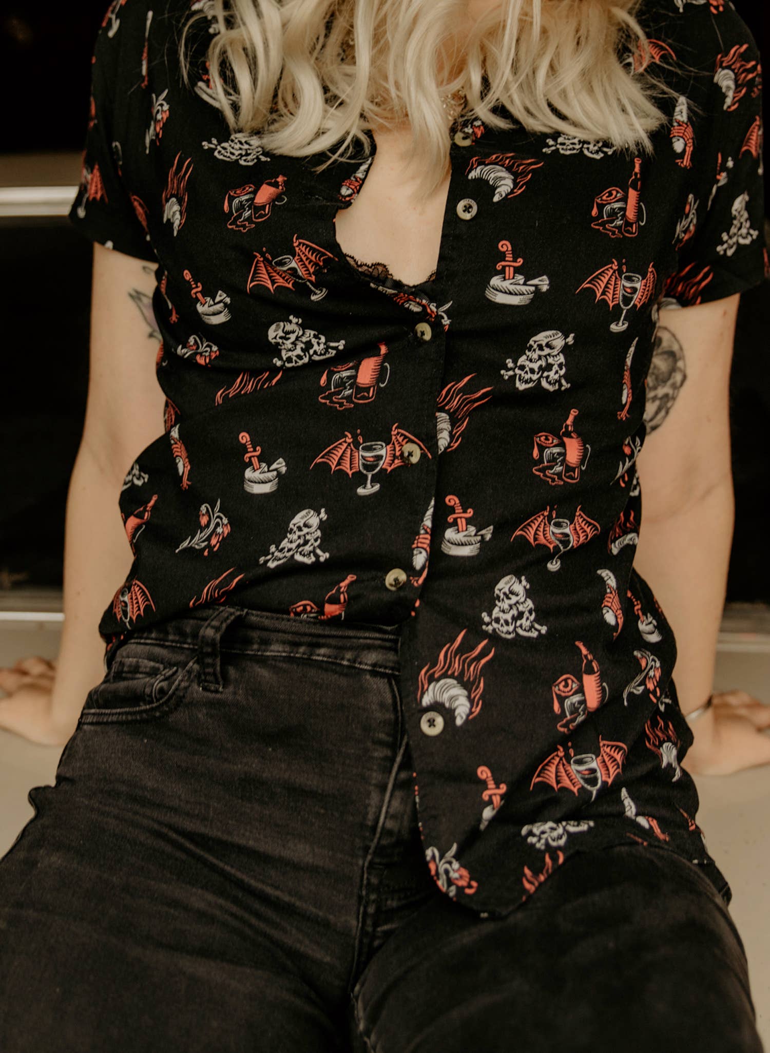 Pyknic - Wholesale Button Down Shirt - Unisex - Le Sigh French Wine Cheese Baguettes & Croissants Button-Up5