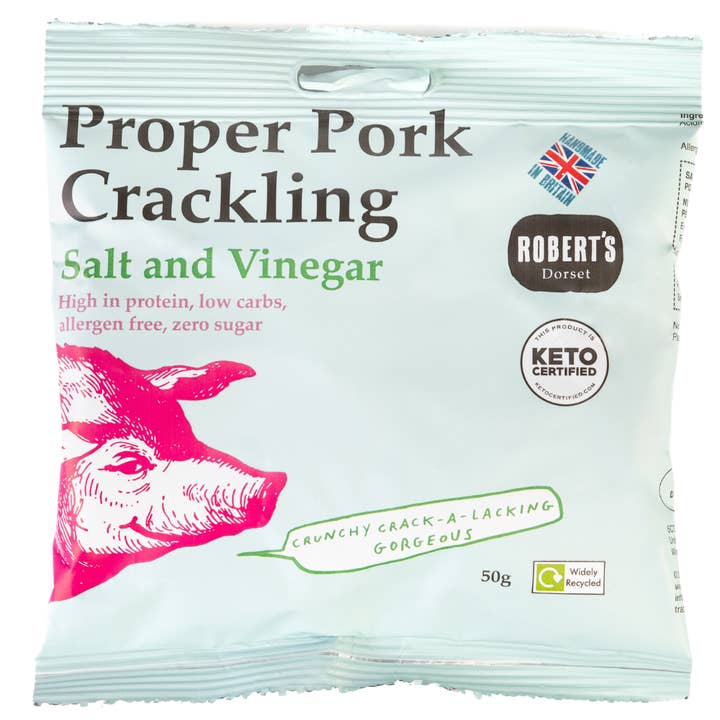 Robert’s Dorset - Wholesale Puffed snack - Proper Pork Crackling – 50g Bags11