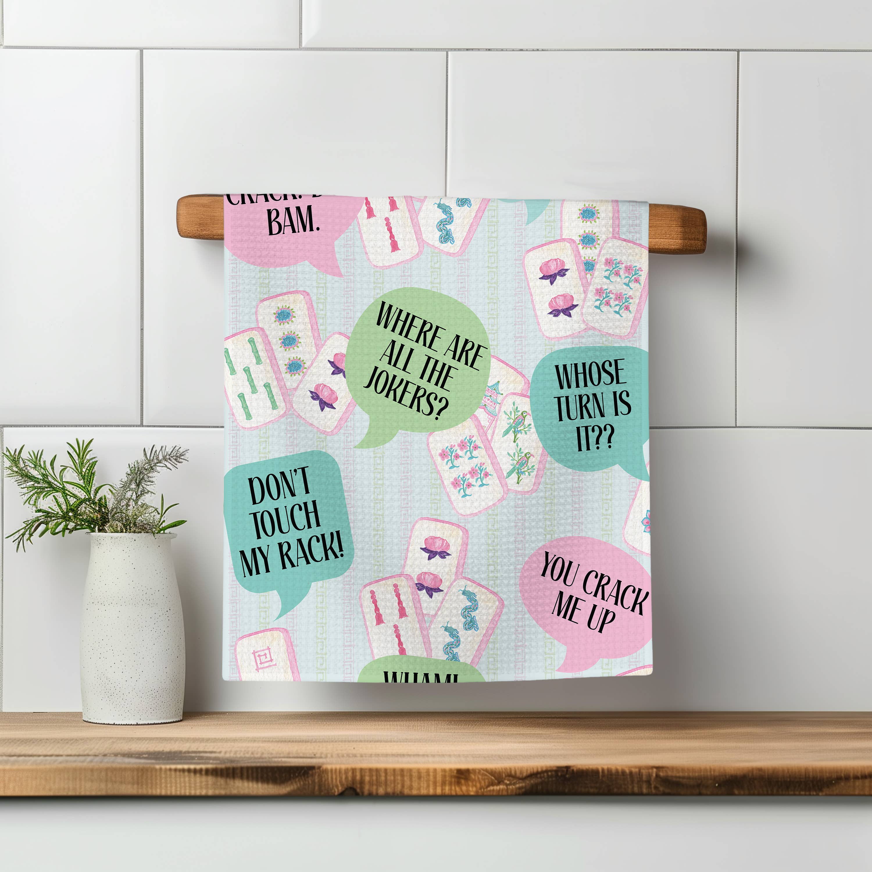 Canary Road - Wholesale Tea Towel - Mahjong Kitchen Towel Mah jongg Tile Game Decor Hostess Gift2