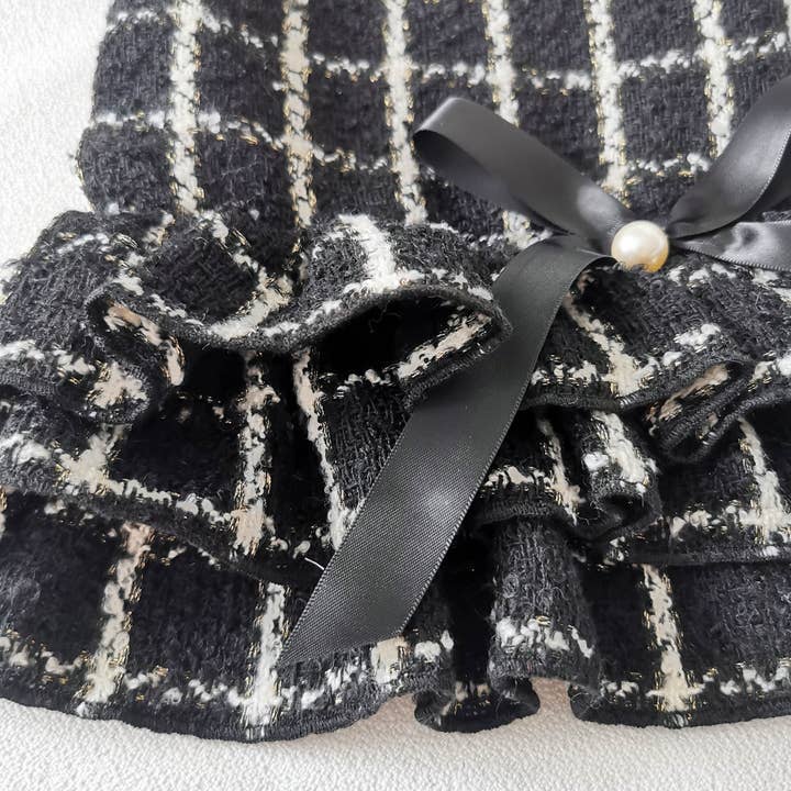 Channyfinds - Wholesale Pet Dress - Dog - Classic | Tweed Style Monochrome Pet Dress10