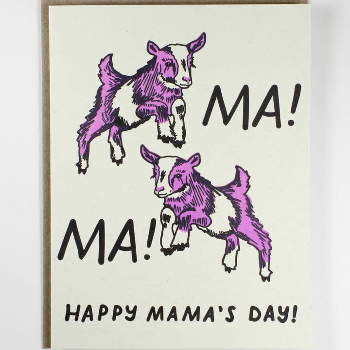 Carte Goat pour la fête des mères pour la vente par Ratbee Press