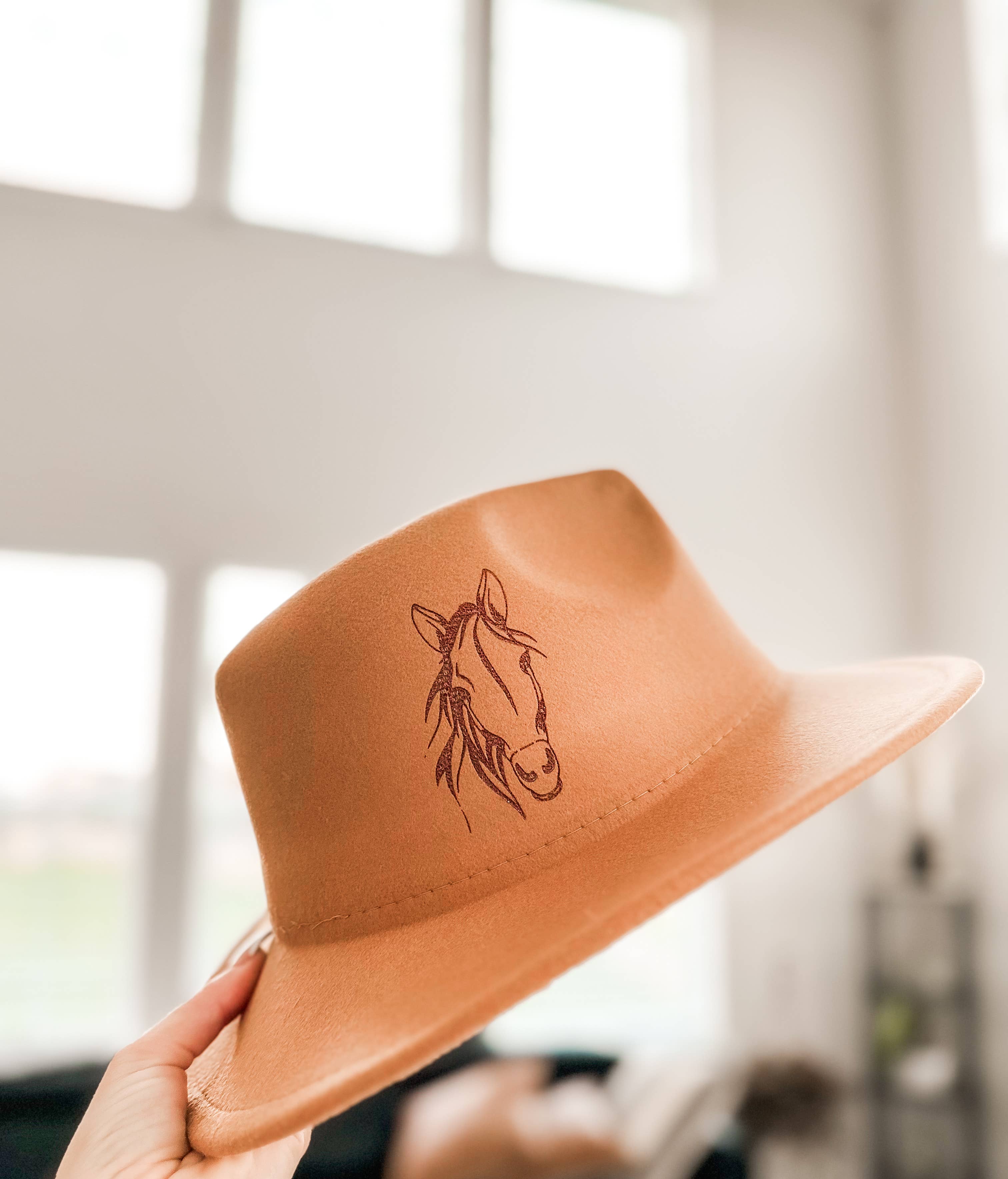 The Turquoise Cowgirl Hand Burnt Wool Felt Hat L