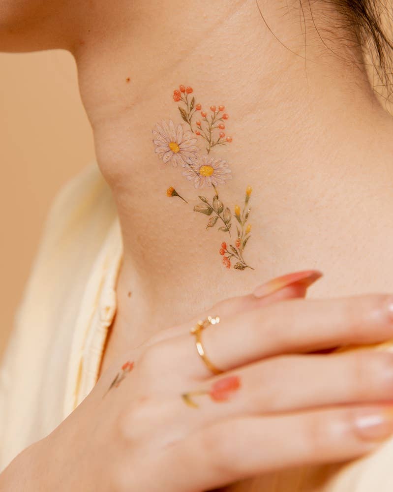 PAPERSELF – Tatuagem temporária por atacado – Adesivos de tatuagens temporárias de flores e frutas7