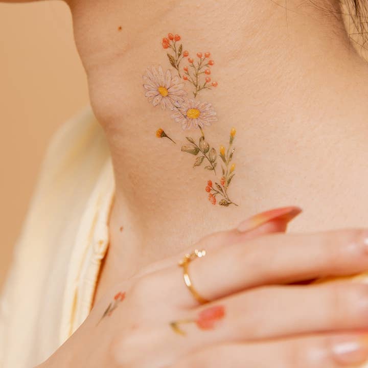 PAPERSELF – Tatuagem temporária por atacado – Adesivos de tatuagens temporárias de flores e frutas7