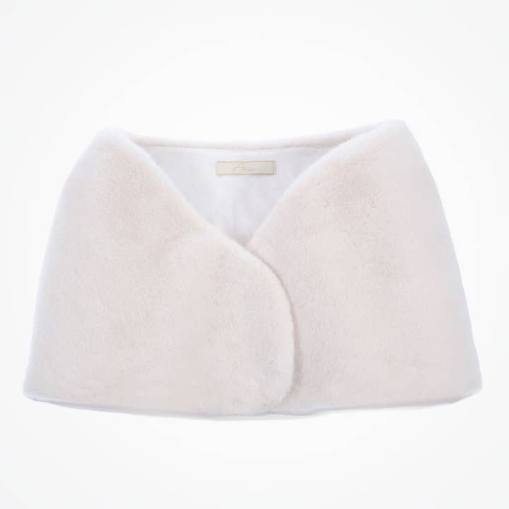 Farrow ivory faux fur bridal wrap for wholesale by Liberty in Love