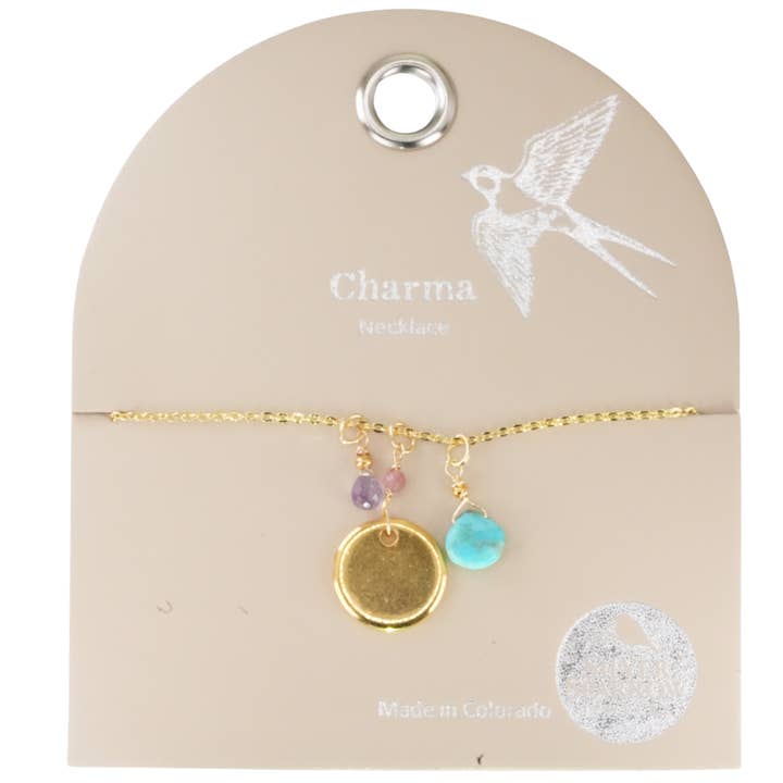 Charma Guld Disk Halskæde med Sten Bauble Charms – Udskifteligt Minimalistisk Smykke for engroshandel hos Silver Sparrow Jewelry