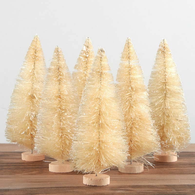 Factory Direct Craft – wholesale Artificial Christmas tree – 5" Frosted Creamy White Bottle Brush Trees (Bag of 6)0