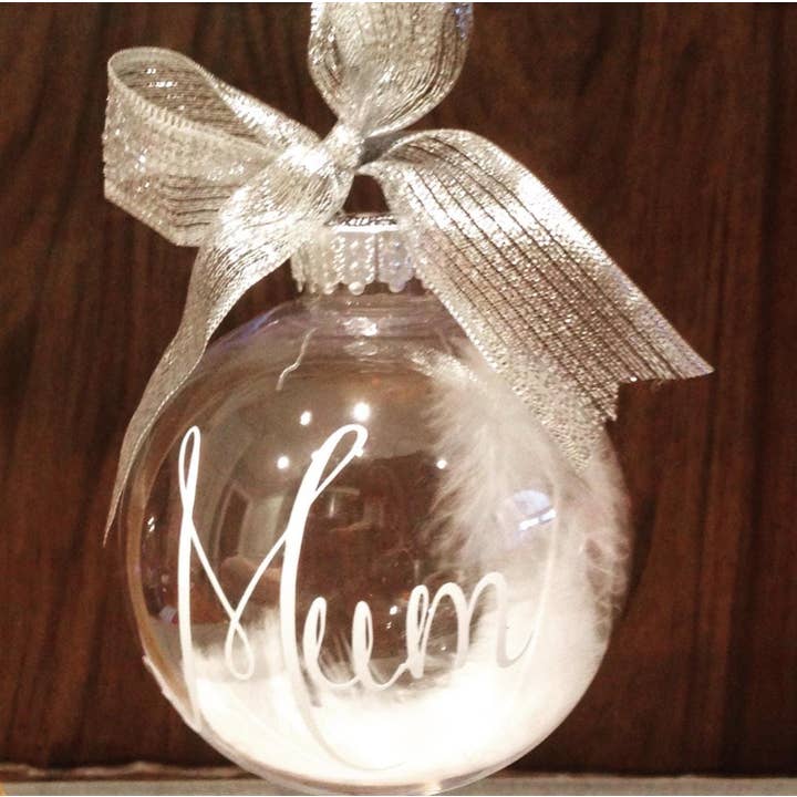 Personalised Feather Memorial Bauble in Memory Decoration #2 for wholesale by The Flamingo Cabin