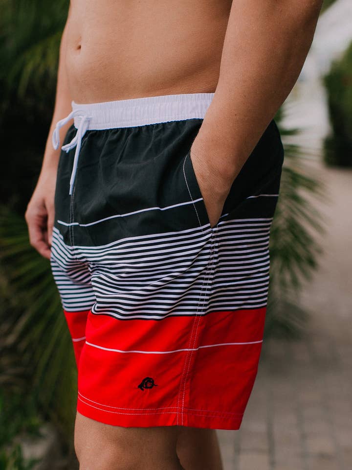 GUGGEN MOUNTAIN Style ZMB 880 Herren Badehose gestreift *High Quality Print* for wholesale by GUGGEN Mountain