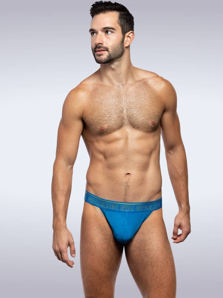 String bleu en bambou pour la vente par GARCON® Underwear