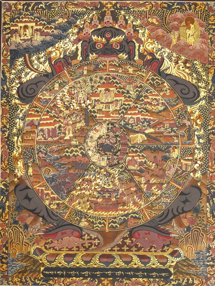 Antique Bhavachakra Thangka Art for wholesale by Lucky Thanka