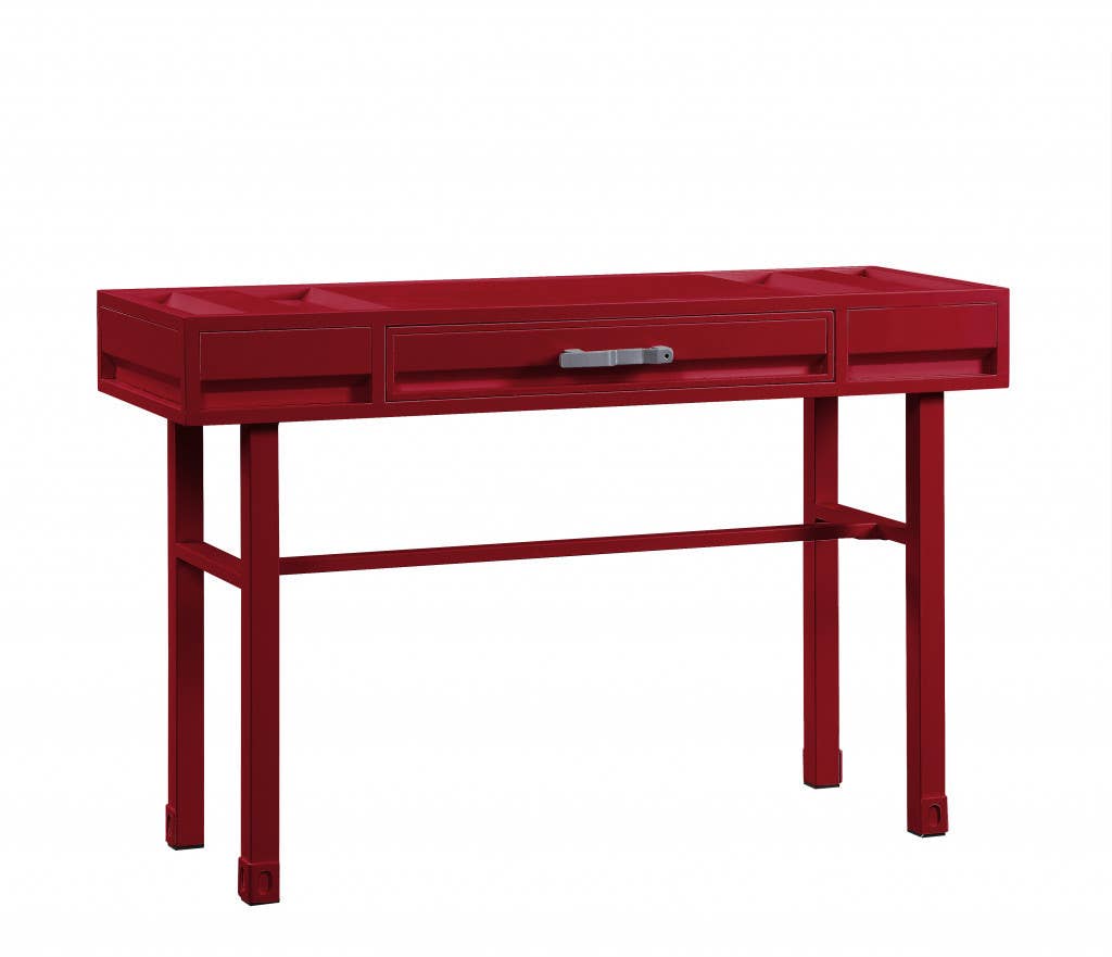 HomeRoots - Wholesale Console Table - 47" Red Iron And Wood Vanity Table3