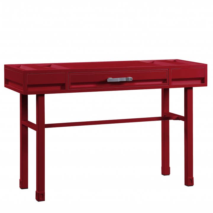 HomeRoots - Wholesale Console Table - 47" Red Iron And Wood Vanity Table3