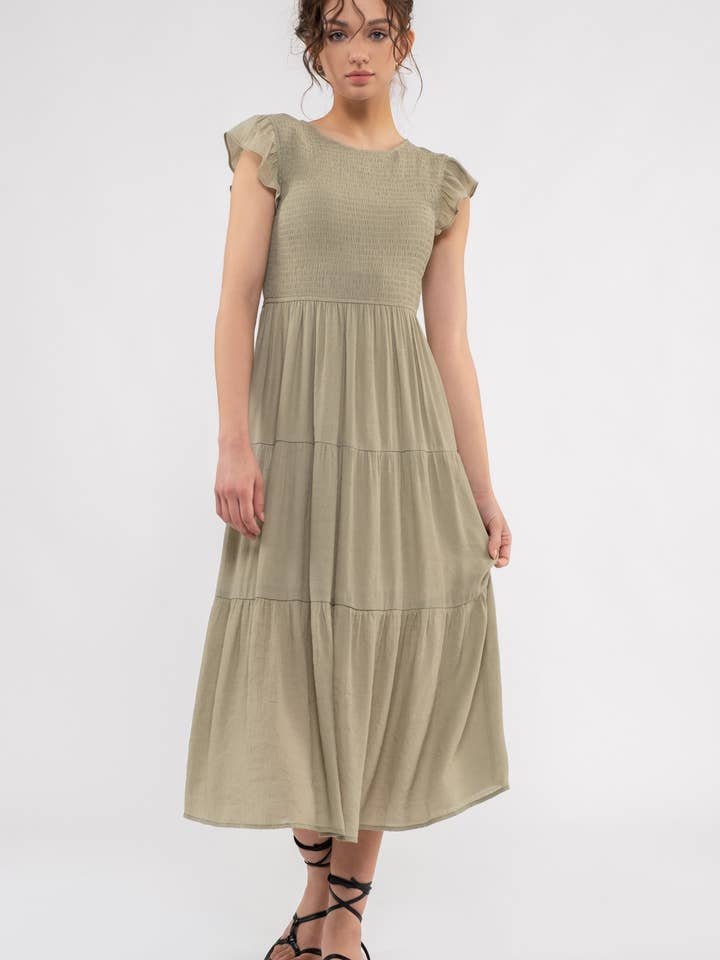 Blu Pepper - Venta al por mayor Vestido - Mujer - Vestido midi con volantes y cuerpo fruncido83