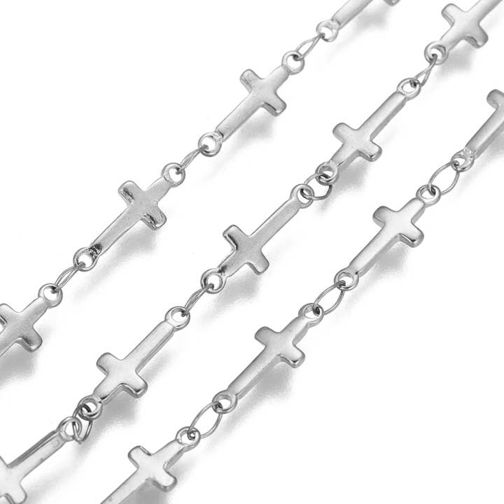 Silver Cross-länk kedja per fot - Rostfritt stål för wholesale av Love, Paige Designs