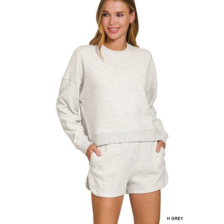 Fleece long sleeve sweatshirts and shorts 2pcs Set for wholesale by HiteJeans