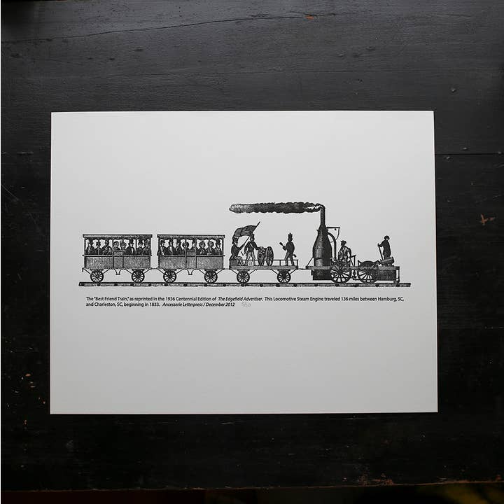 Best Friend Train Print for wholesale by Ancesserie Letterpress