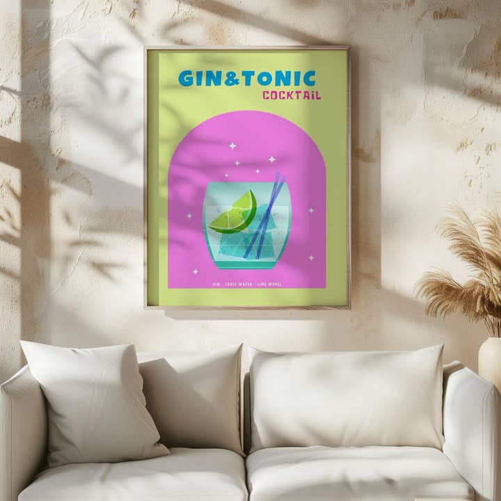 House Prints – wholesale Poster – Modern Refreshing Gin and Tonic Cocktail Drink - Rolled Poster Wall Art Print4