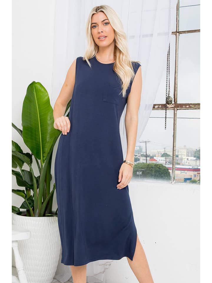 Sweet Lovely by Jen – Vestido - Mulher por atacado – VESTIDO MIDI CASUAL EM MALHA JERSEY COM BOLSO MACIÇO SEM MANGAS57