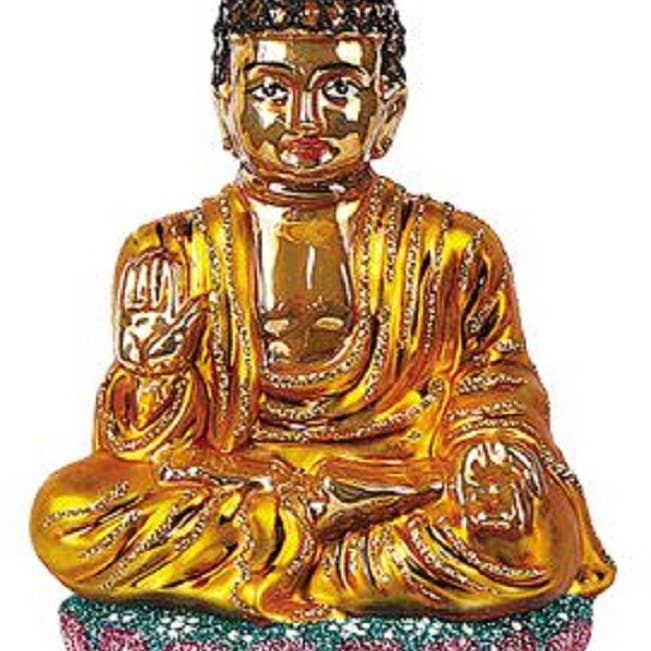 Décoration de sapin de Noël en verre poli en forme de Bouddha assis pour la vente par Pinnacle Peak Trading