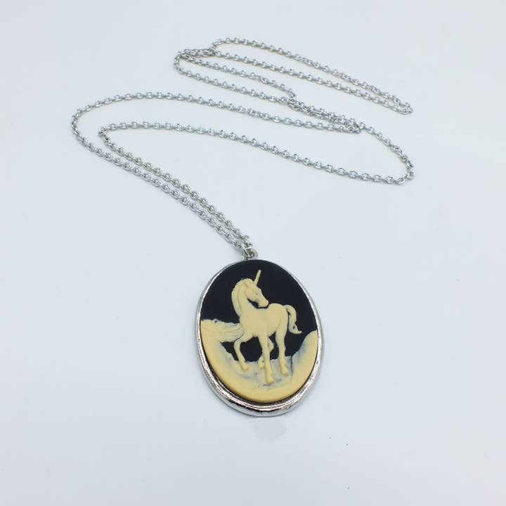 Large Ivory Unicorn Cameo Necklace for wholesale by Fizz