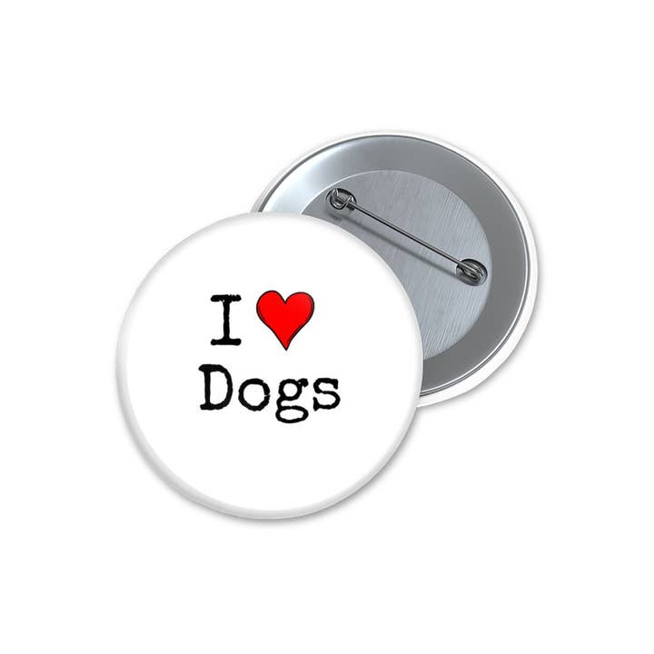 I Love Dogs Pinback Button for wholesale by Figgy Digital