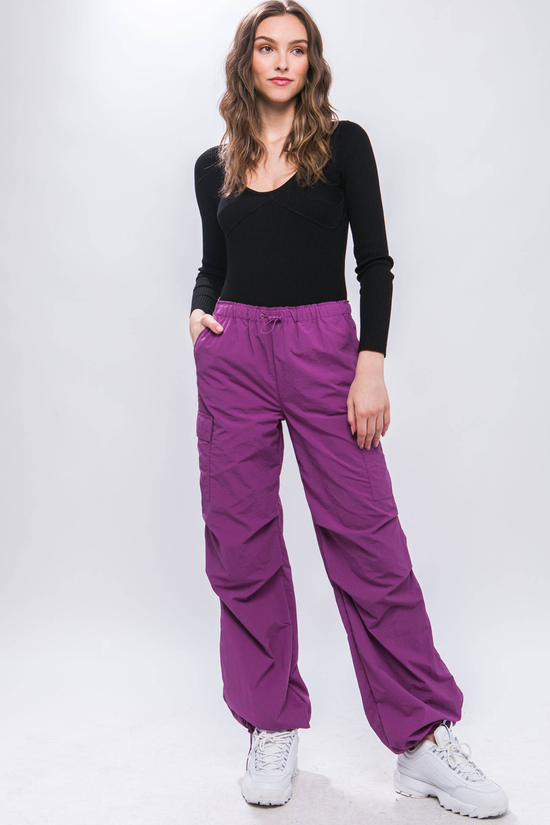 42POPS – wholesale Pants – Women's – `.SI-25286 Loose Fit Parachute Cargo Pants6