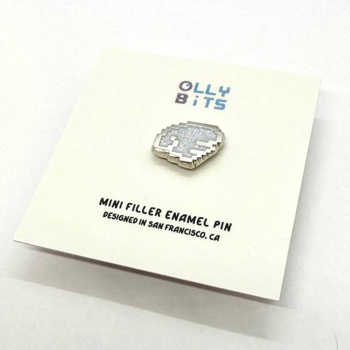 Sølvglitter Pixel Vinge (Højre) Mini Filler Emalje Pin for engroshandel hos Ollybits Pixel Art