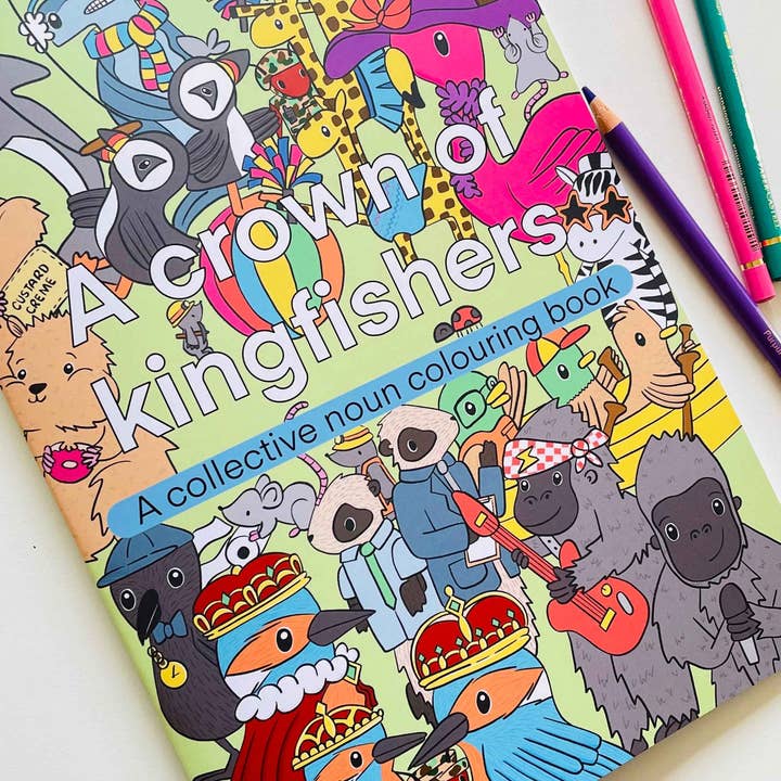 Pixiecraft - Wholesale Coloring & Activity Book - Kids & Baby - A crown of kingfishers: A collective noun colouring book1