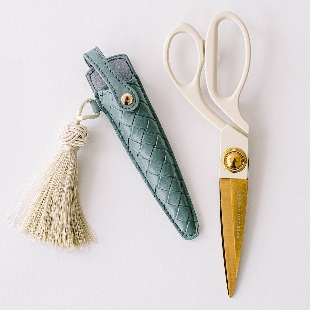 Good Juju Ink - Wholesale Scissors - Ivory and Gold Heirloom Scissors with Case -  Dusk Blue1