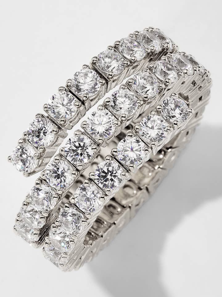 BAGUE D'EMBALLAGE FLEXIBLE EN ZIRCONE CUBIQUE MATCHPOINT pour la vente par NADRI