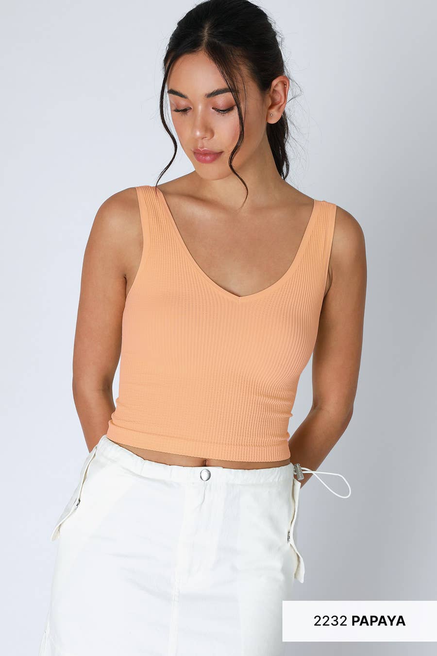 NIKIBIKI - Wholesale Knit Top - Women's - NS7575 - V Neck Ribbed Crop Top6