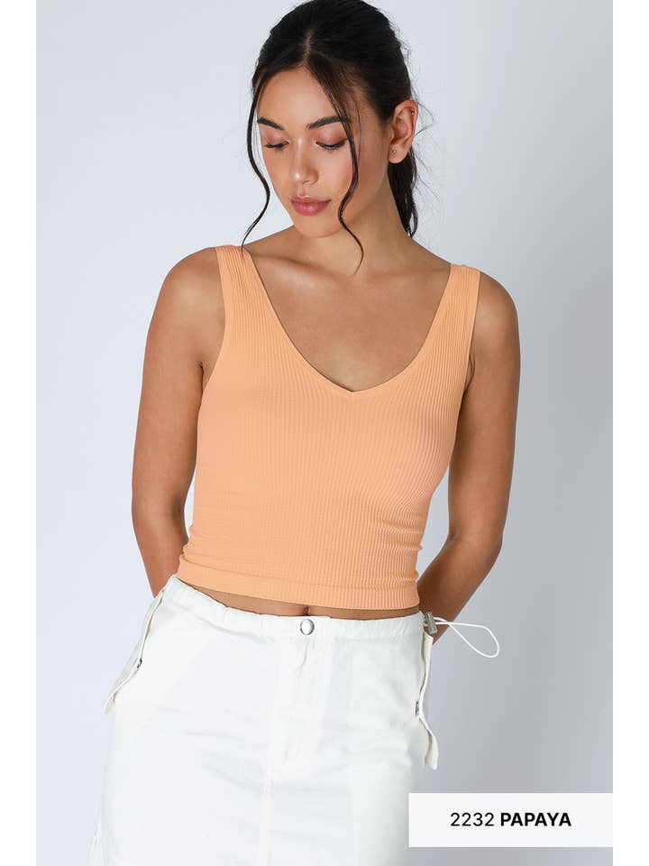 NIKIBIKI – Top de malha - Mulher por atacado – NS7575 - Top recortado canelado com decote em V6