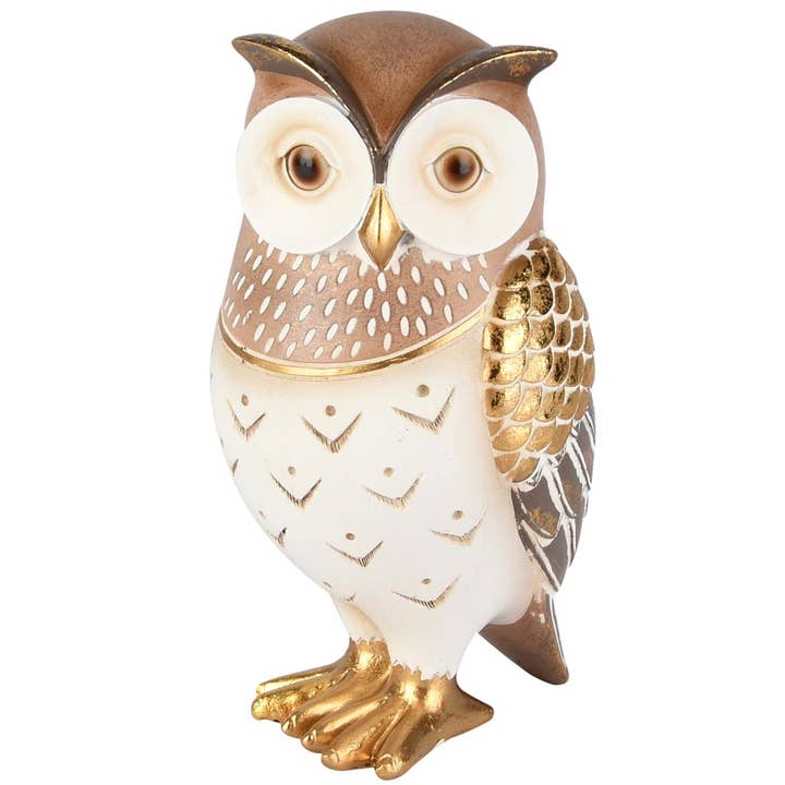 Eule 'Pascal', natur, Polyresin, 7x7x13cm für den Großhandel von Dekoratief