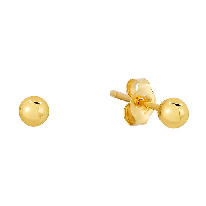 14K Yellow Gold Ball Stud Earring with Secure Push-Back for wholesale by NY Gold & Silver Trading Inc.
