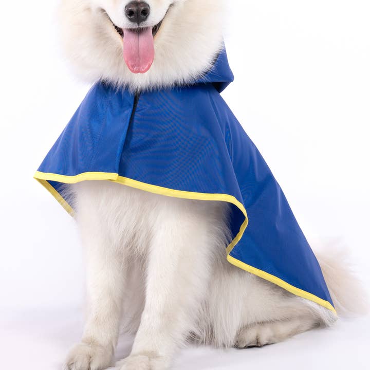 Cape de pluie Groc Groc Lola pour chien - bleu vif pour la vente par Groc Groc