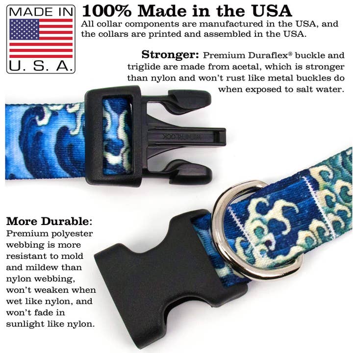 Buttonsmith - Wholesale Pet Collar - Dog - Hokusai Waves Art Dog Collar - Made in USA