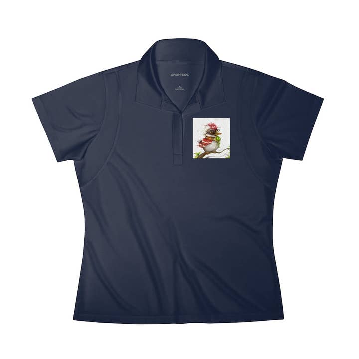 Camisa polo feminina Pete the Sweet Little Bird por atacado de Marick Booster