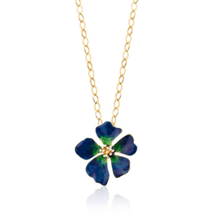 Collana con Grande Fiore - Blu Navy per la vendita all'ingrosso da parte di Milou Jewelry