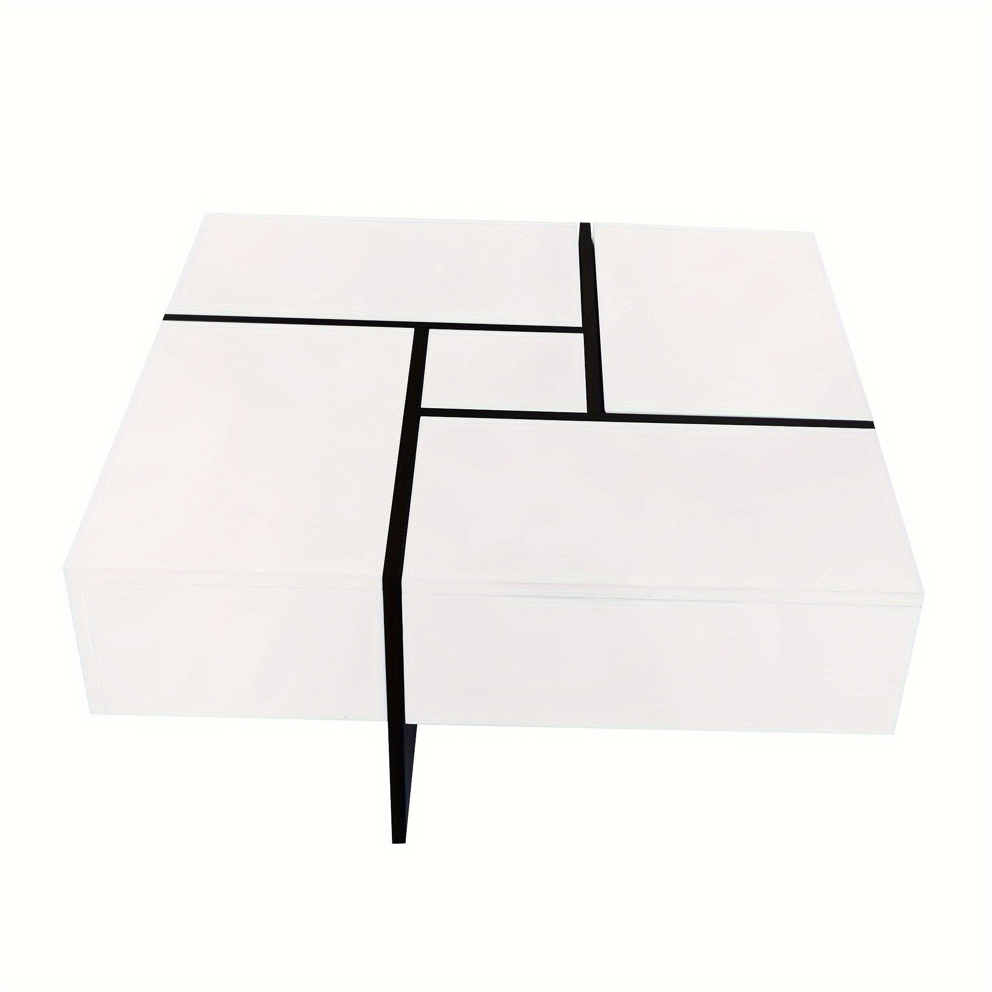 Volcanic Cult - Wholesale Coffee Table - Unique Design Coffee Table with 4 Hidden Storage Compartments, Square Cocktail Table with Extendable Sliding Tabletop, UV High-gloss Design Center Table for Living Room8