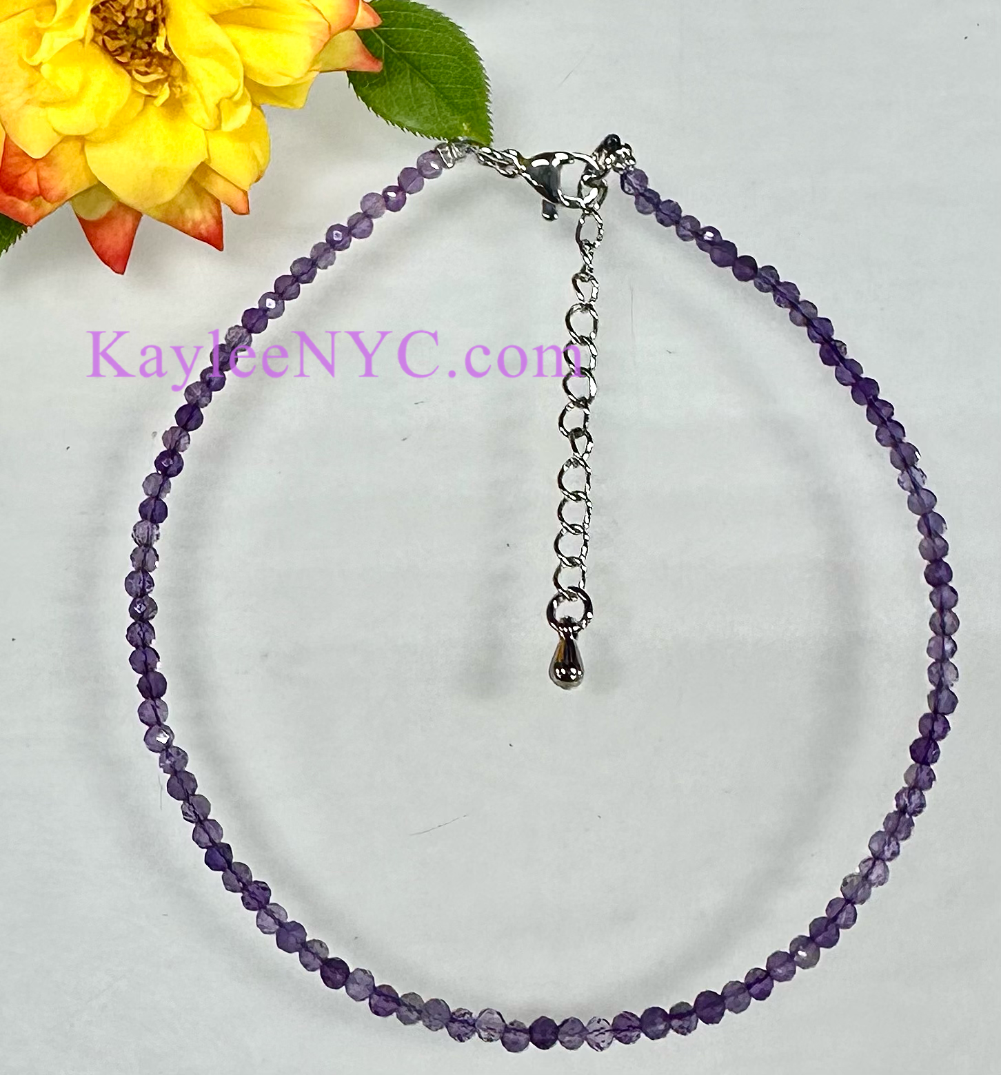 KayleeNYC - Wholesale Anklet - 2mm Natural Amethyst Anklets Crystal Healing3