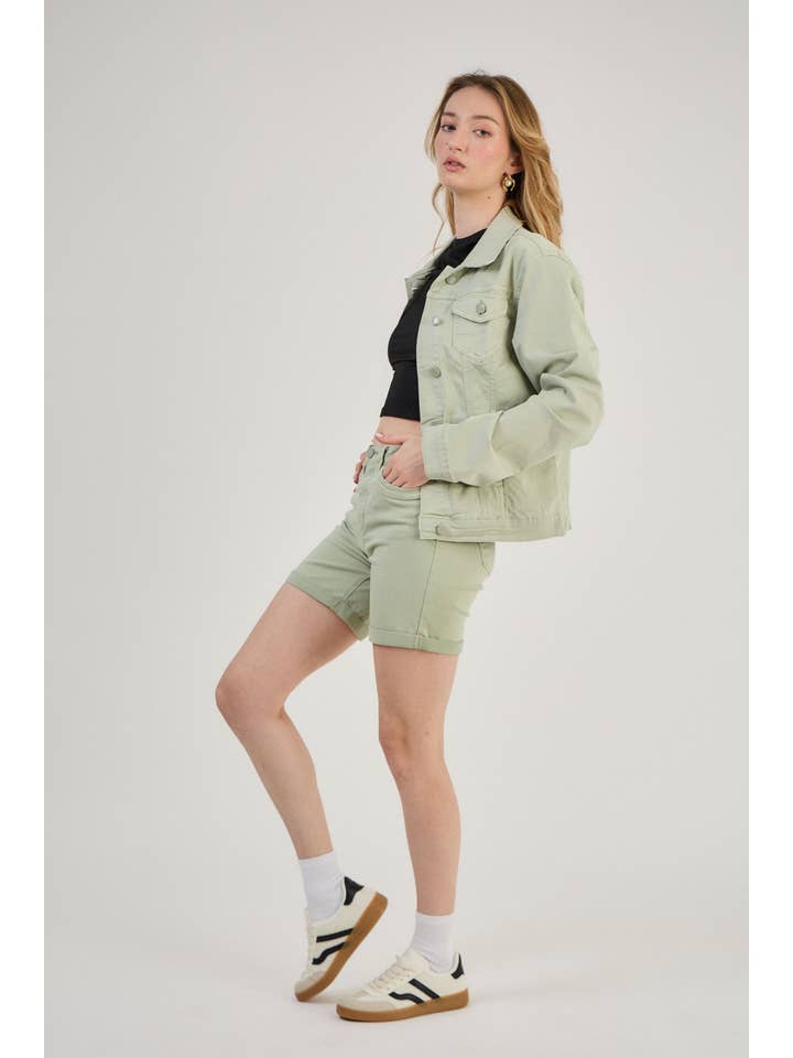 Light green Regular jacket in color (Stretch Cotton) "Romane" for wholesale on Faire
