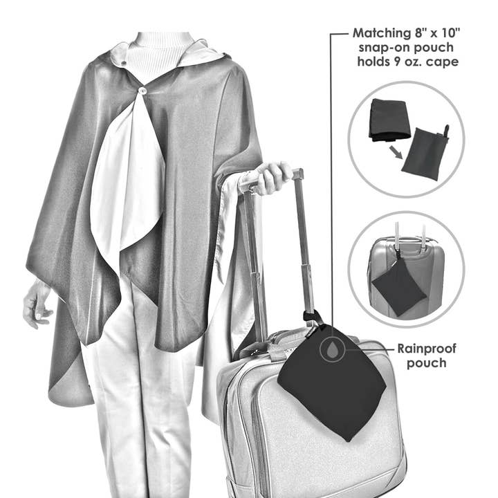 RainCaper - Wholesale Poncho - Women's - William Morris Strawberry Thief & Black Reversible Rain Cape Poncho – Hooded Womens Wrap5